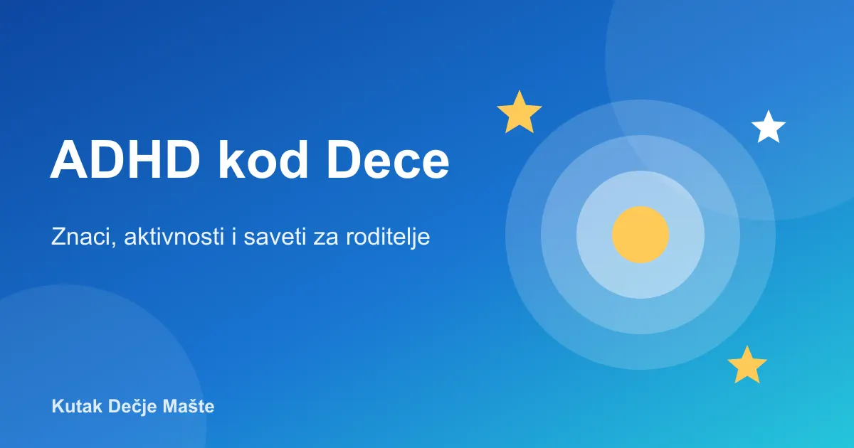 ADHD kod dece: ilustracija mete i zvezdica na plavoj pozadini